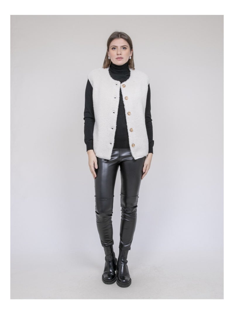 Gilet sans manches sherpa udolma Ecru - Kiabi