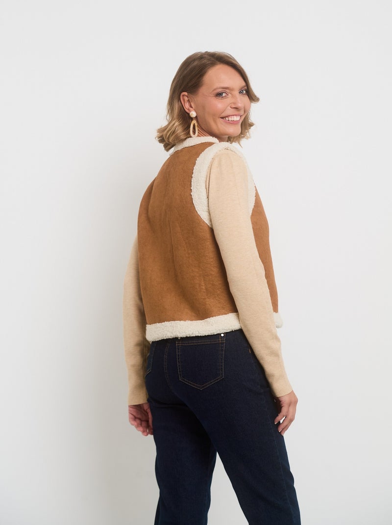 Gilet sans manches style mouton retourné Camel - Kiabi