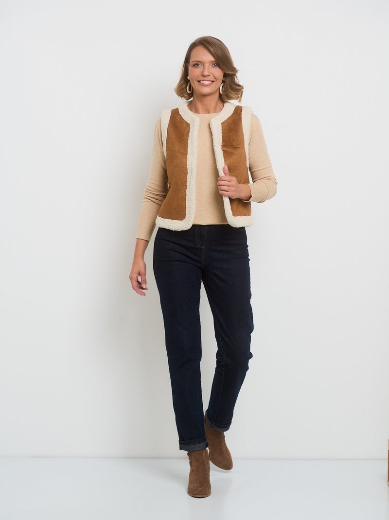 Gilet sans manches style mouton retourné Camel - Kiabi
