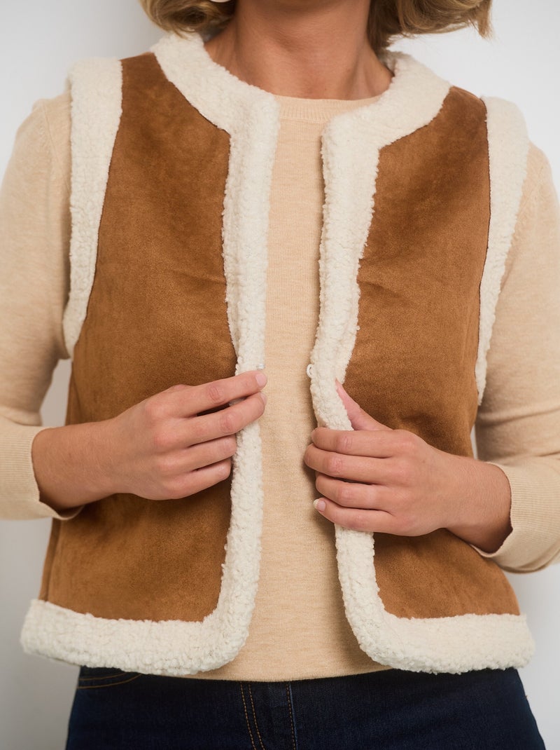 Gilet sans manches style mouton retourné Camel - Kiabi
