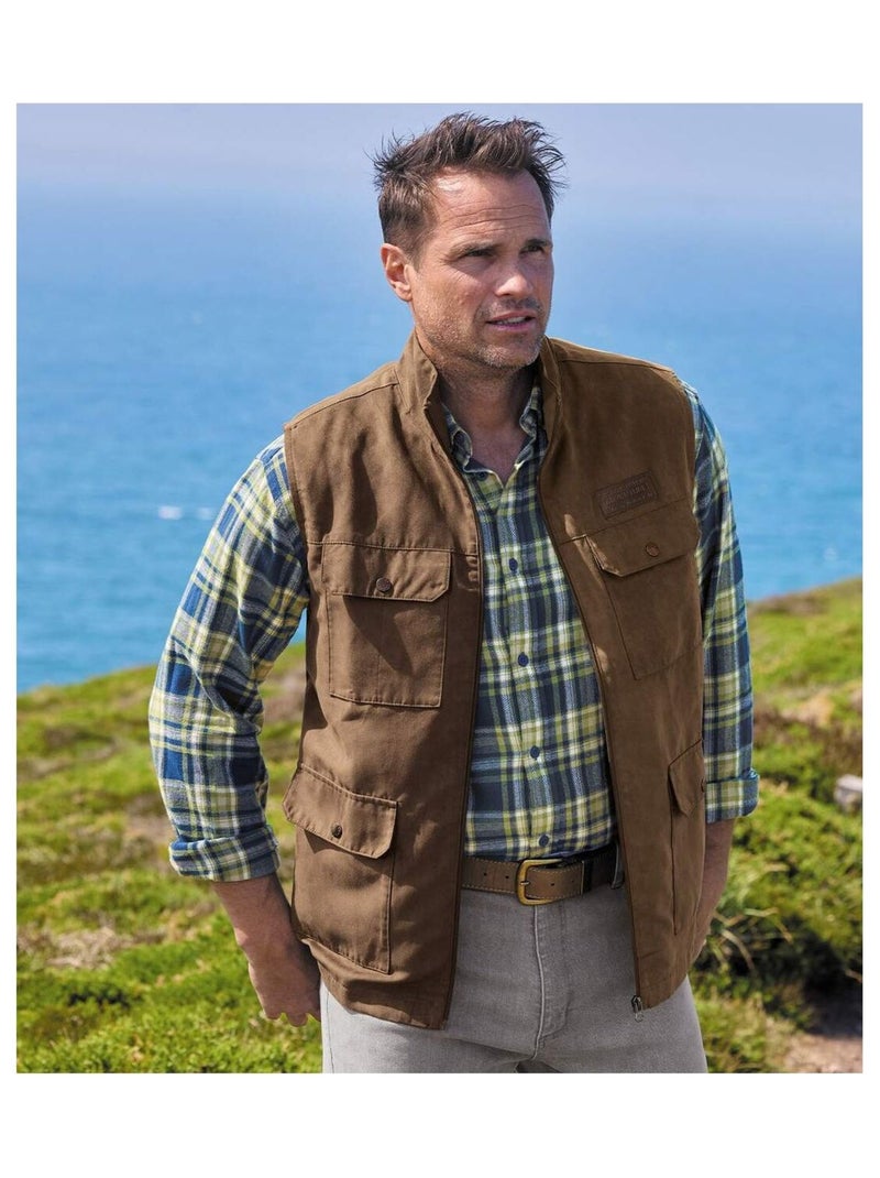 Gilet Sans Manches Suédine doublure Filet Aventure  - ATLAS FOR MEN Marron - Kiabi