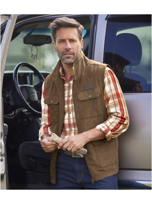 Gilet Sans Manches Suédine doublure Filet Aventure  - ATLAS FOR MEN - Kiabi