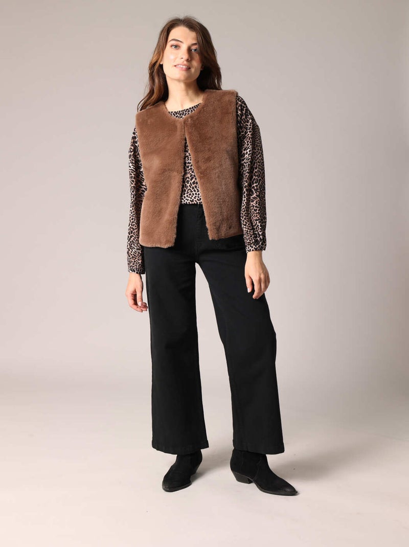 Gilet sans manches ultra doux imitation fourrure 'Deeluxe' Marron - Kiabi