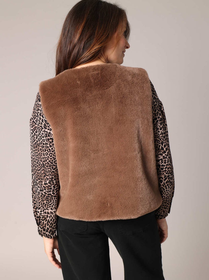Gilet sans manches ultra doux imitation fourrure 'Deeluxe' Marron - Kiabi