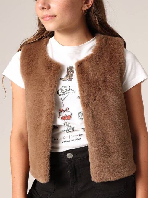 Gilet sans manches ultra doux imitation fourrure
 'Deeluxe' - Kiabi