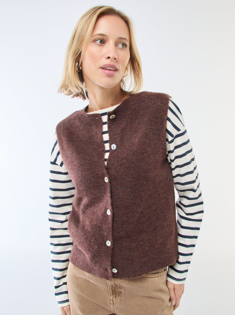 Gilet sans manches uni Marron - Kiabi