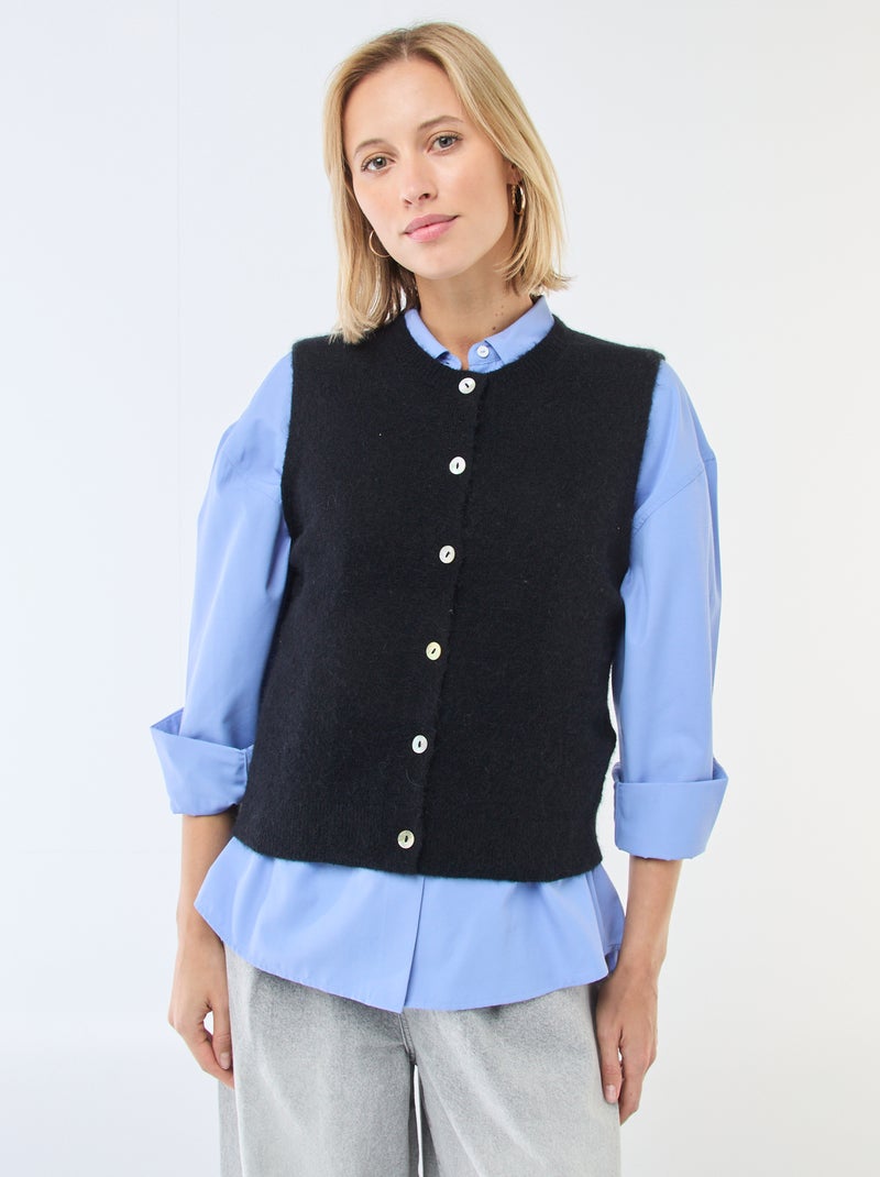 Gilet sans manches uni Noir - Kiabi
