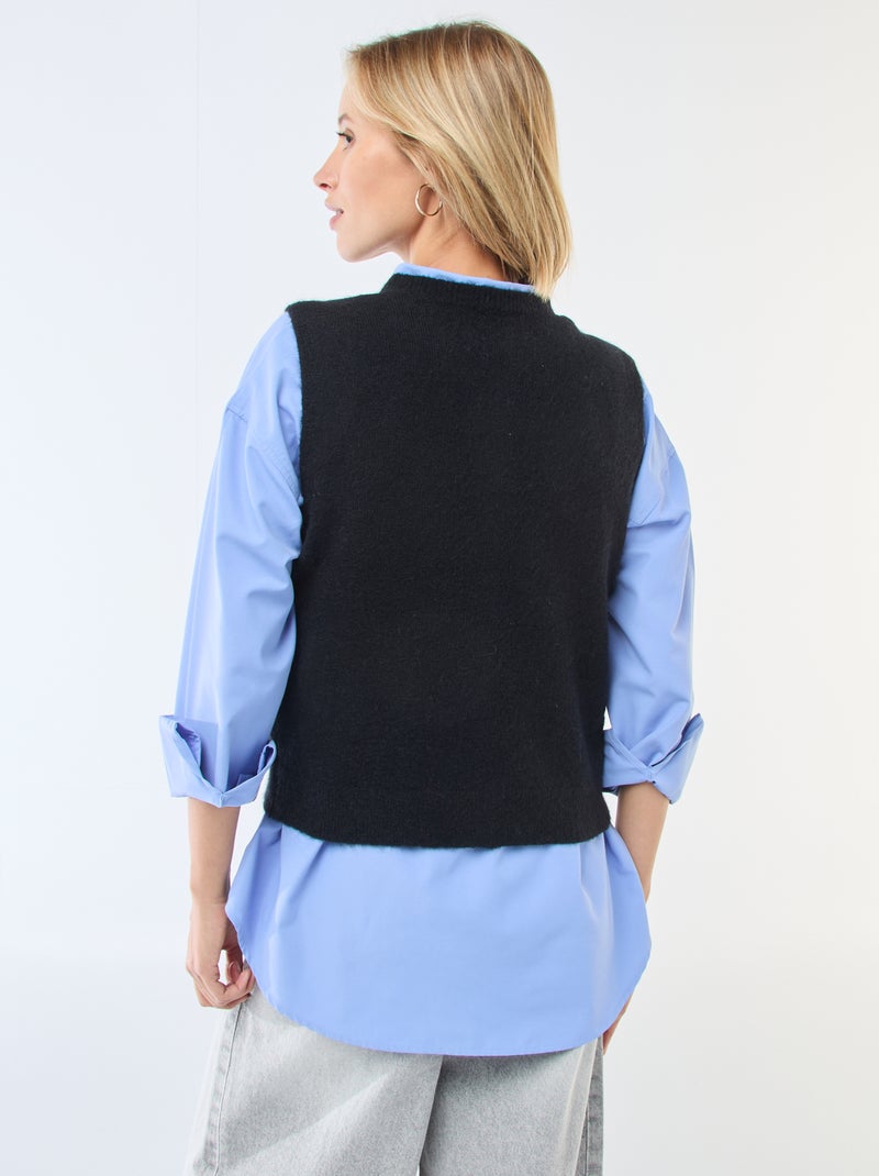 Gilet sans manches uni Noir - Kiabi