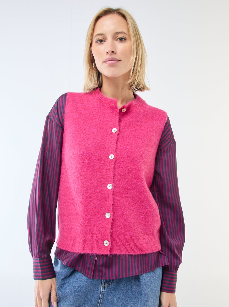 Gilet sans manches uni Rose - Kiabi