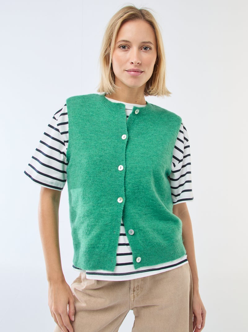 Gilet sans manches uni Vert - Kiabi