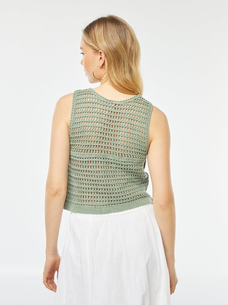 Mango - Robe sans manches cintrée à la taille - Vert