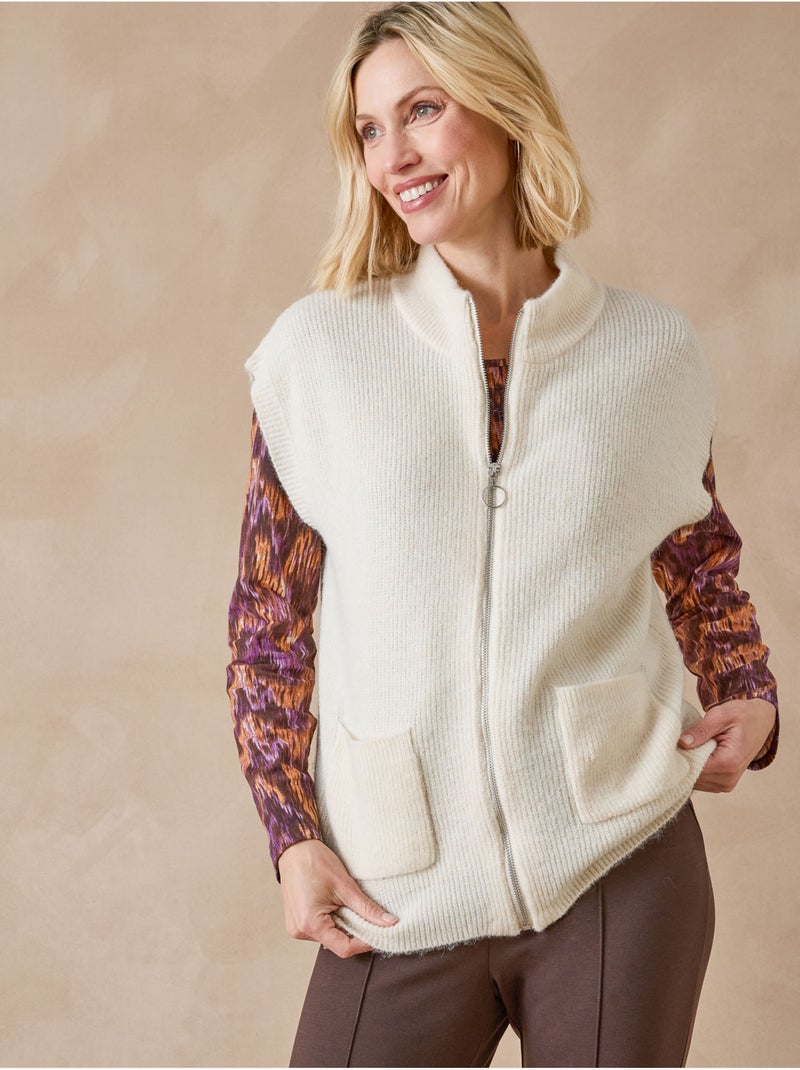 Gilet sans manches zippé - DAXON Ecru - Kiabi