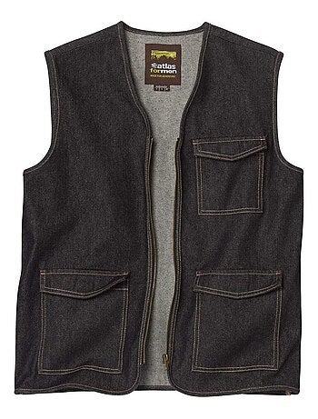 Gilet Sans Manches Zippé en Jean - ATLAS FOR MEN