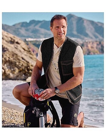 Gilet Sans Manches Zippé en Jean - ATLAS FOR MEN