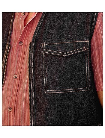 Gilet Sans Manches Zippé en Jean - ATLAS FOR MEN