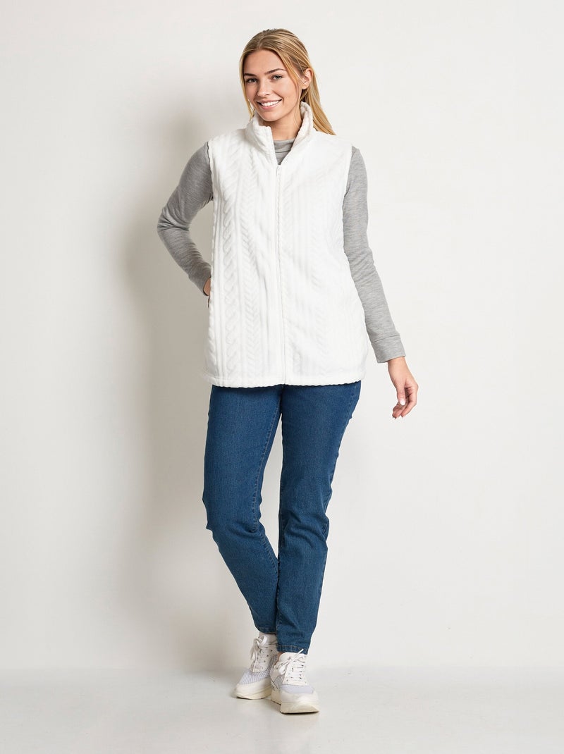 Gilet sans manches zippé polaire toucher peluche - Afibel Blanc - Kiabi