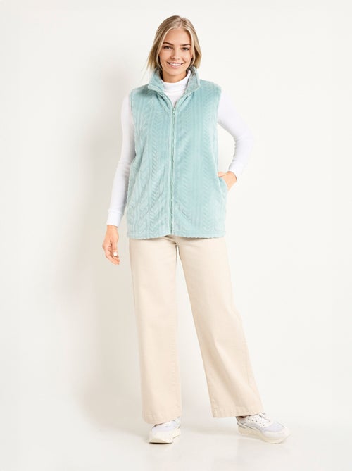Gilet sans manches zippé polaire toucher peluche - Afibel - Kiabi
