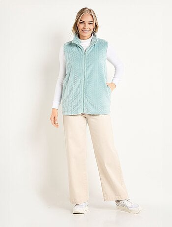 Gilet sans manches zippé polaire toucher peluche