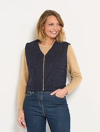Gilet sans manches zippé toucher laineux