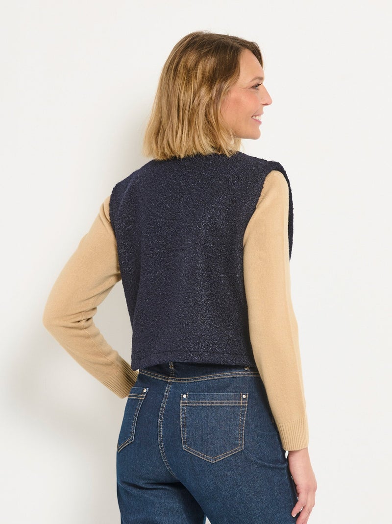 Gilet sans manches zippé toucher laineux Bleu marine - Kiabi