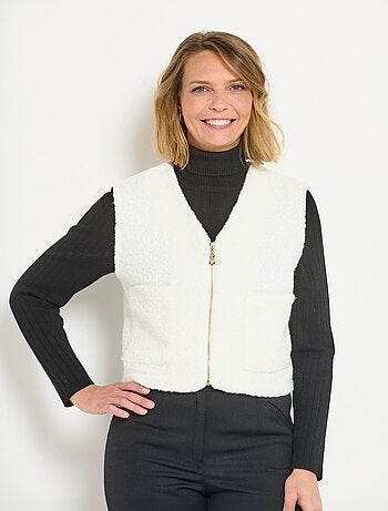 Gilet sans manches zippé toucher laineux