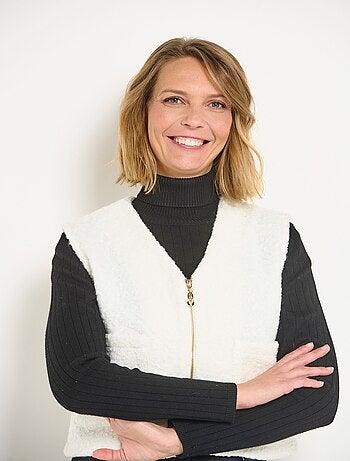 Gilet sans manches zippé toucher laineux