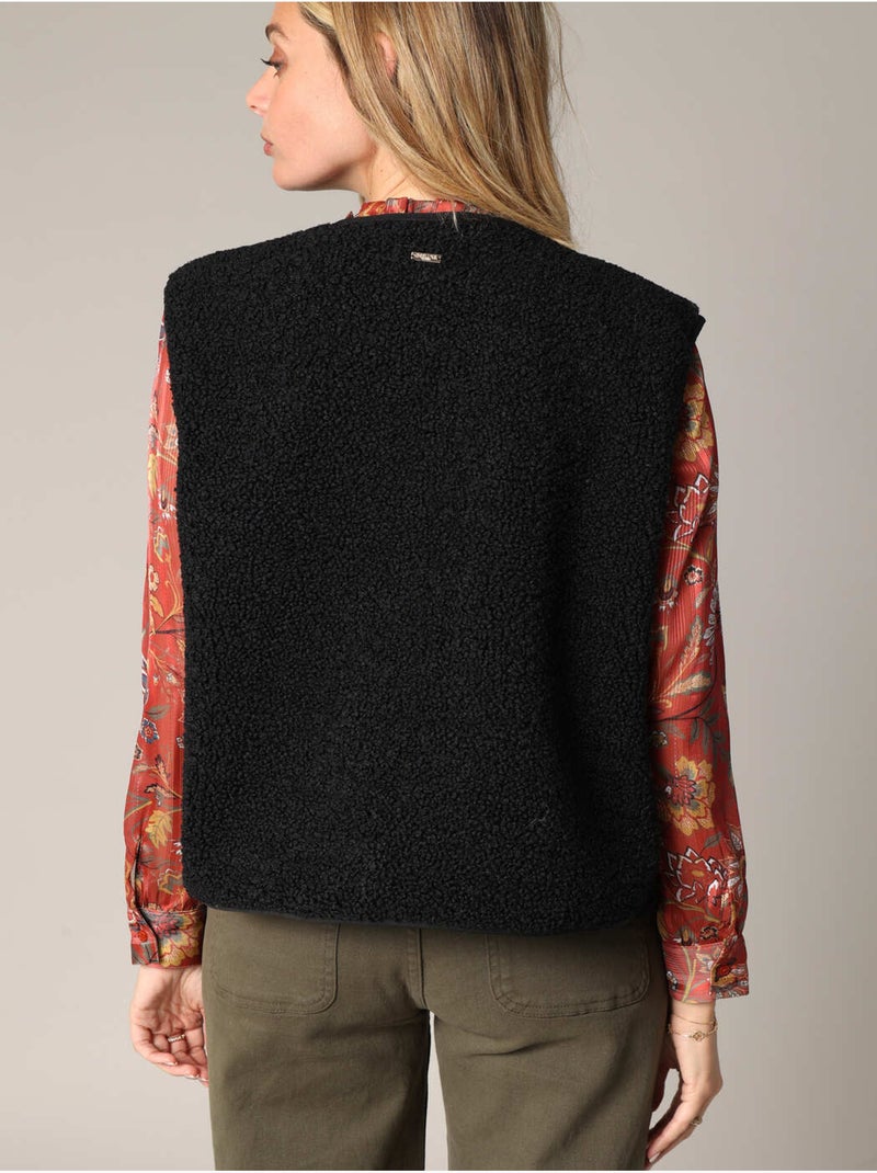 Manteaux à Capuche en Fausse Fourrure Gilet Long Gilet sans Manches