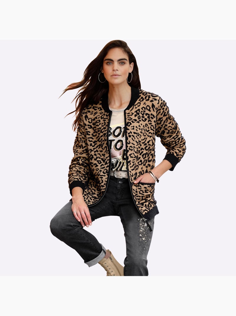 Gilet superbe mélange de matières - taille standard - helline Noir Marron - Kiabi