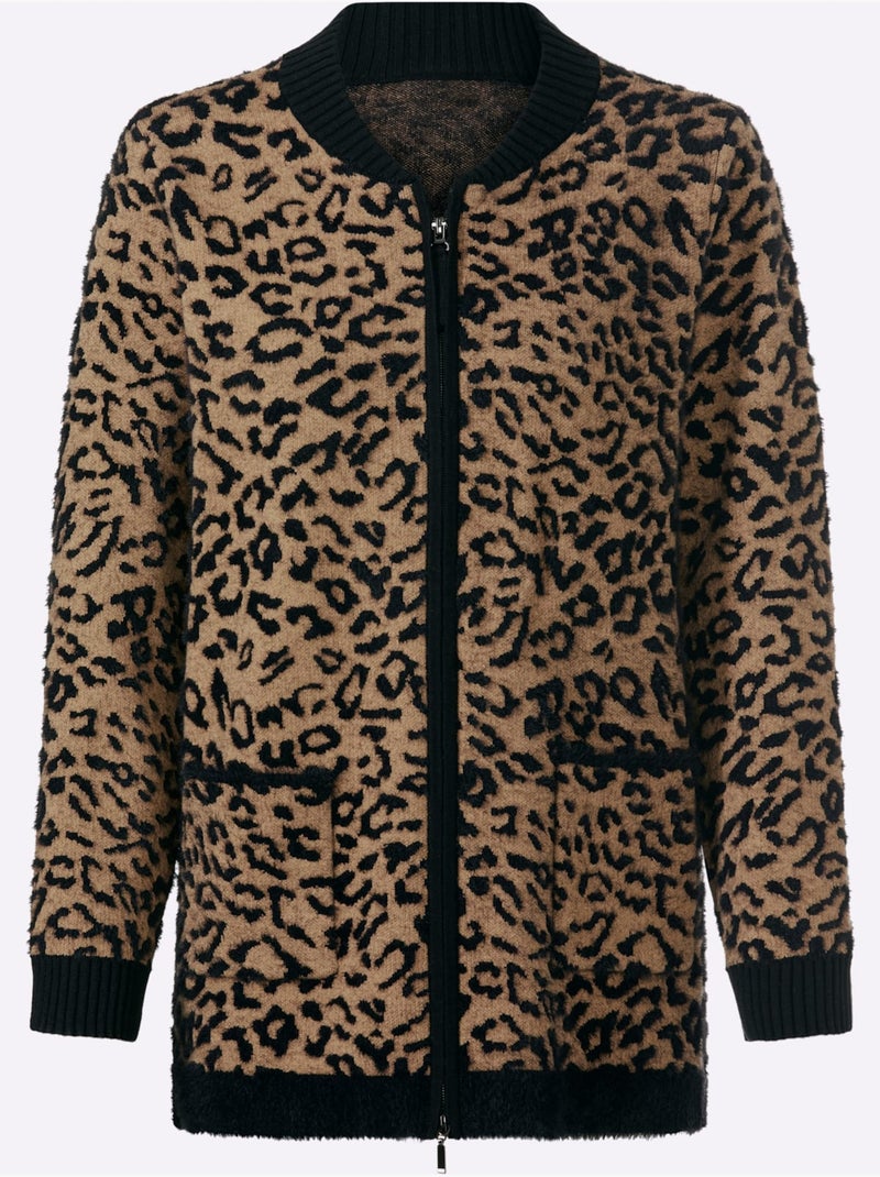 Gilet superbe mélange de matières - taille standard - helline Noir Marron - Kiabi