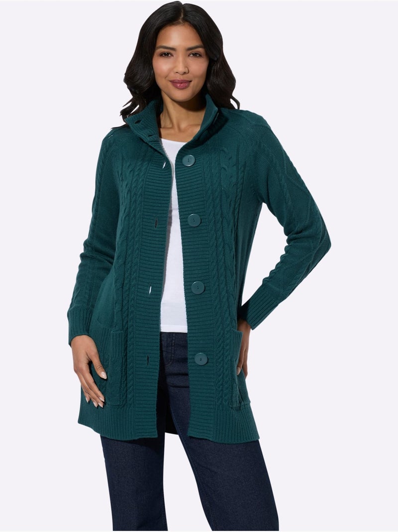 Gilet Superbe Motif Torsadé - Taille Standard - Moda Vilona Bleu pétrole - Kiabi
