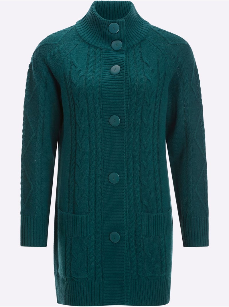 Gilet Superbe Motif Torsadé - Taille Standard - Moda Vilona Bleu pétrole - Kiabi