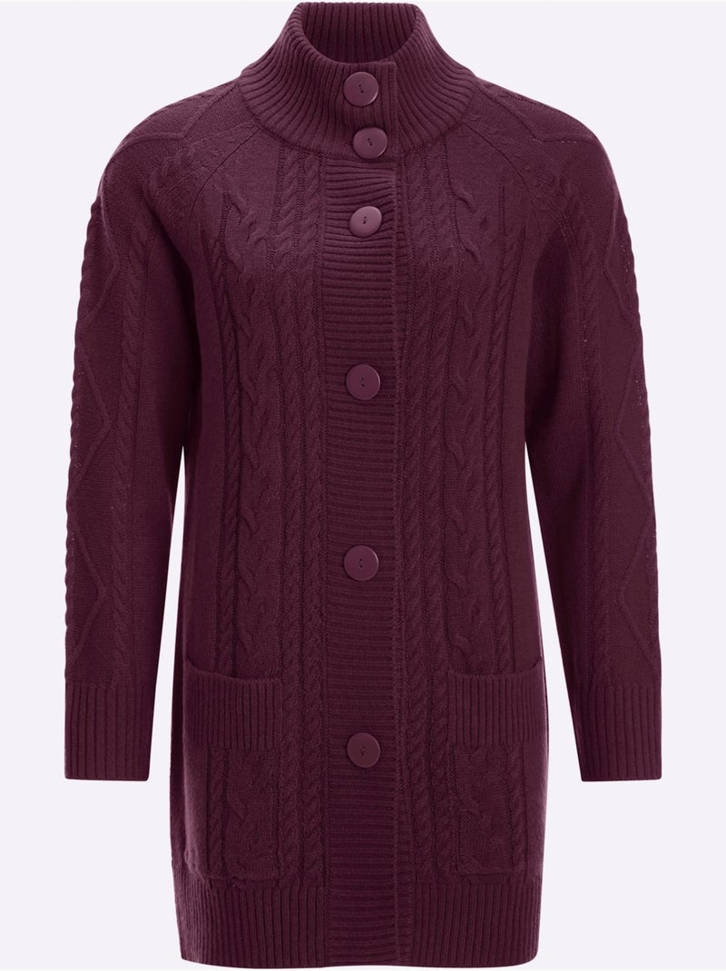 Gilet Superbe Motif Torsadé - Taille Standard - Moda Vilona Noir Bordeaux - Kiabi