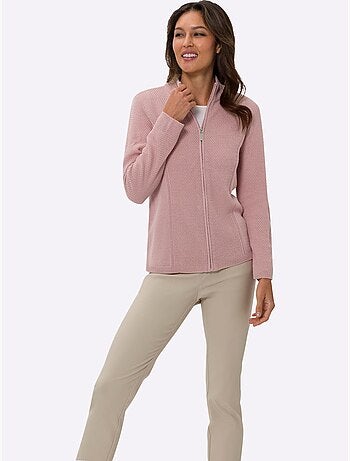 Veste en tricot avec col montant et glissière à motif tricoté - taille standard - moda vilona