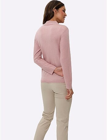 Veste en tricot avec col montant et glissière à motif tricoté - taille standard - moda vilona