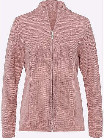 Veste en tricot avec col montant et glissière à motif tricoté - taille standard - moda vilona