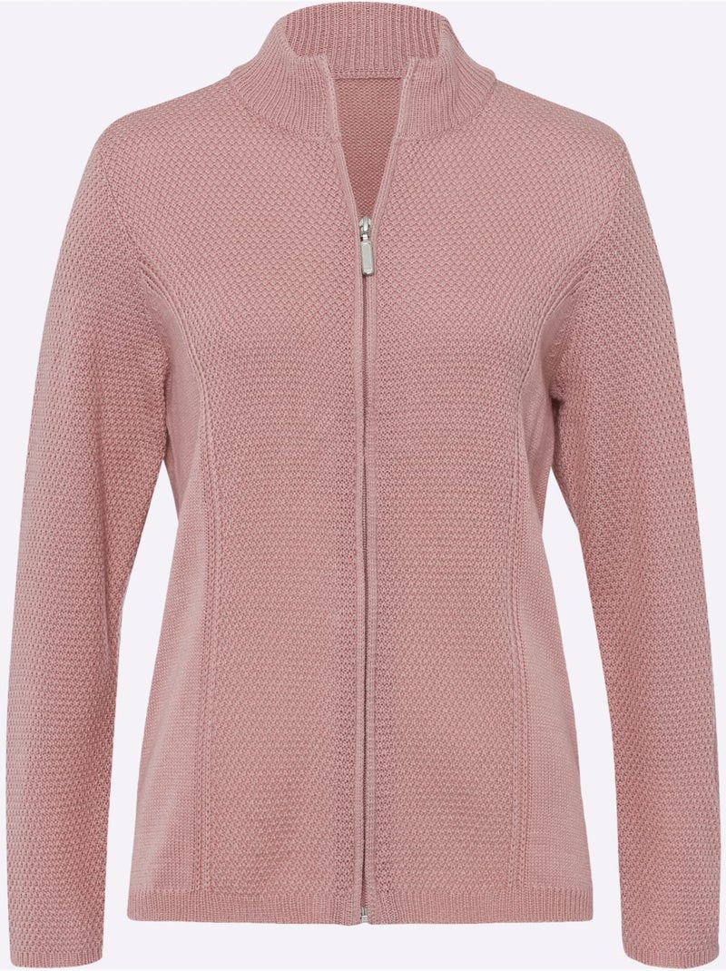 Gilet superbe motif tricoté - taille standard - moda vilona Rose - Kiabi