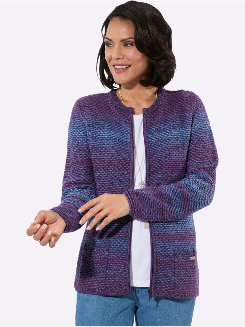 Gilet Superbe Motif Tricoté - Taille Standard - Witt Bleu Violet - Kiabi