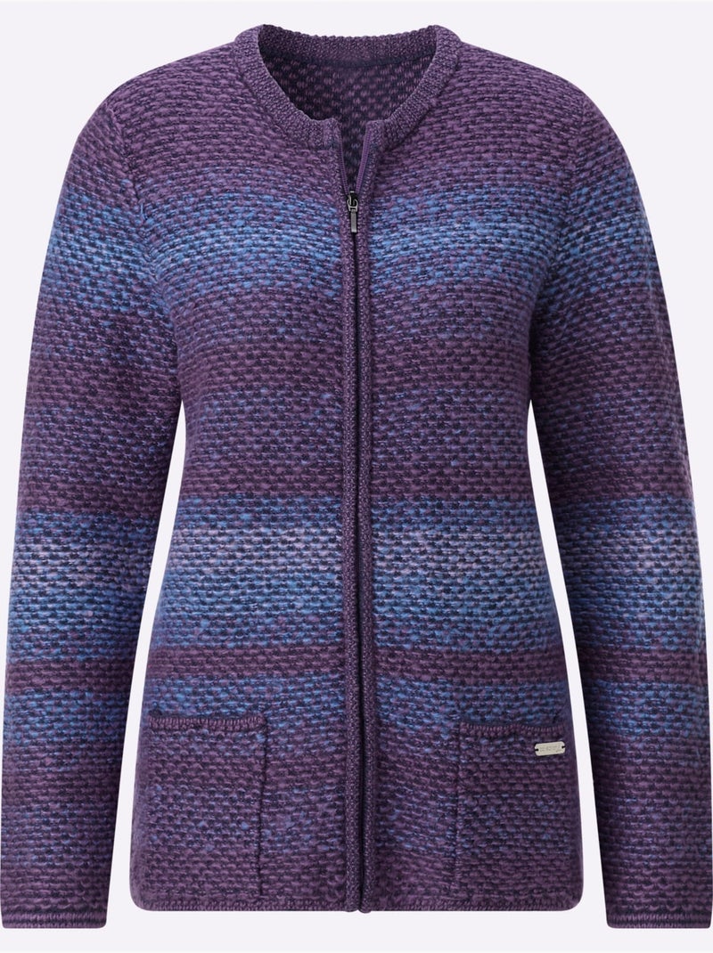 Gilet Superbe Motif Tricoté - Taille Standard - Witt Bleu Violet - Kiabi