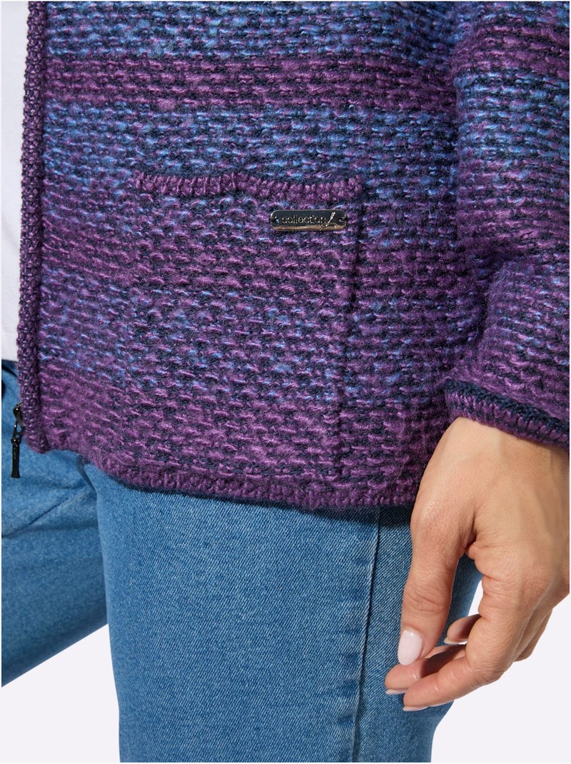 Gilet Superbe Motif Tricoté - Taille Standard - Witt Bleu Violet - Kiabi