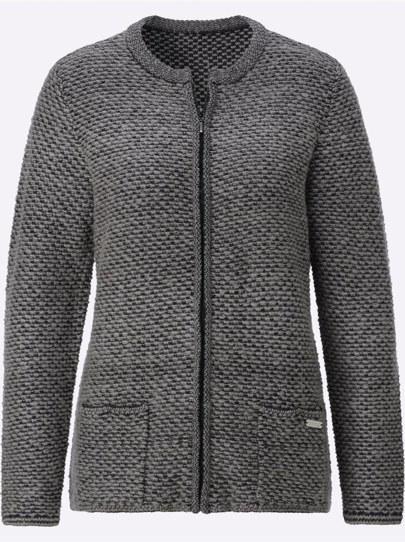 Gilet Superbe Motif Tricoté - Taille Standard - Witt Noir Gris anthracite - Kiabi
