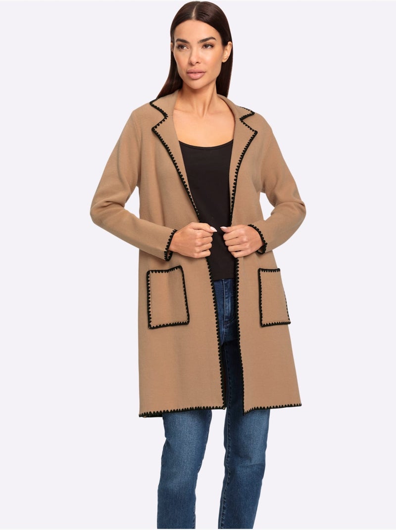 Gilet Superbes Coutures Contrastées - Taille Standard - Helline Noir Marron - Kiabi