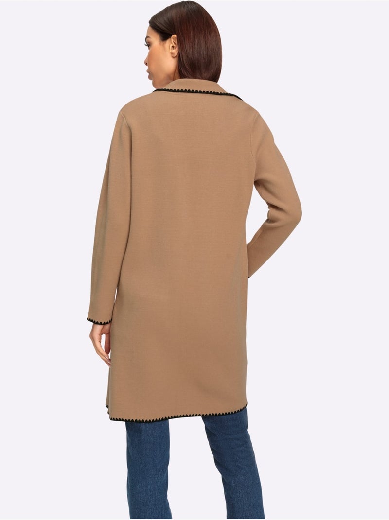 Gilet Superbes Coutures Contrastées - Taille Standard - Helline Noir Marron - Kiabi