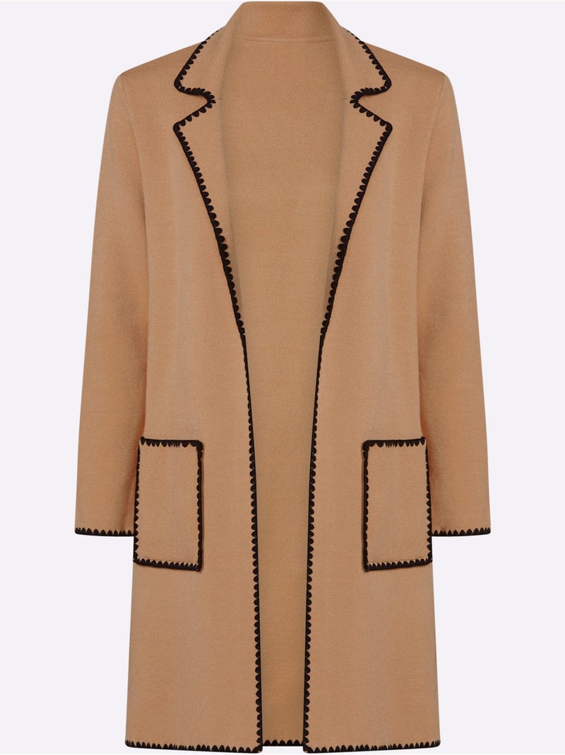 Gilet Superbes Coutures Contrastées - Taille Standard - Helline Noir Marron - Kiabi