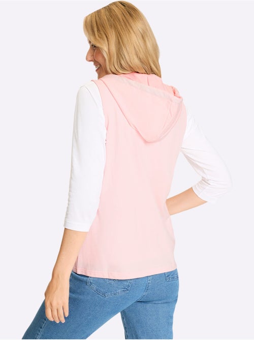 Gilet sweat capuche à manches trois-quarts et poche kangourou - Taille standard - Moda Vilona - Kiabi