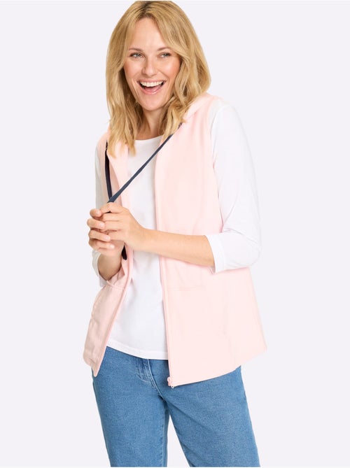Gilet sweat capuche à manches trois-quarts et poche kangourou - Taille standard - Moda Vilona - Kiabi