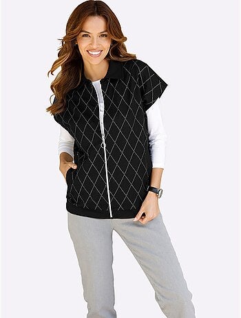 Gilet sweat joli imprimé feuille devant - taille standard - moda vilona