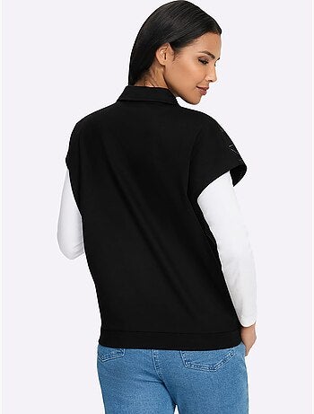 Gilet sweat joli imprimé feuille devant - taille standard - moda vilona