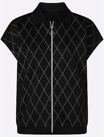Gilet sweat joli imprimé feuille devant - taille standard - moda vilona