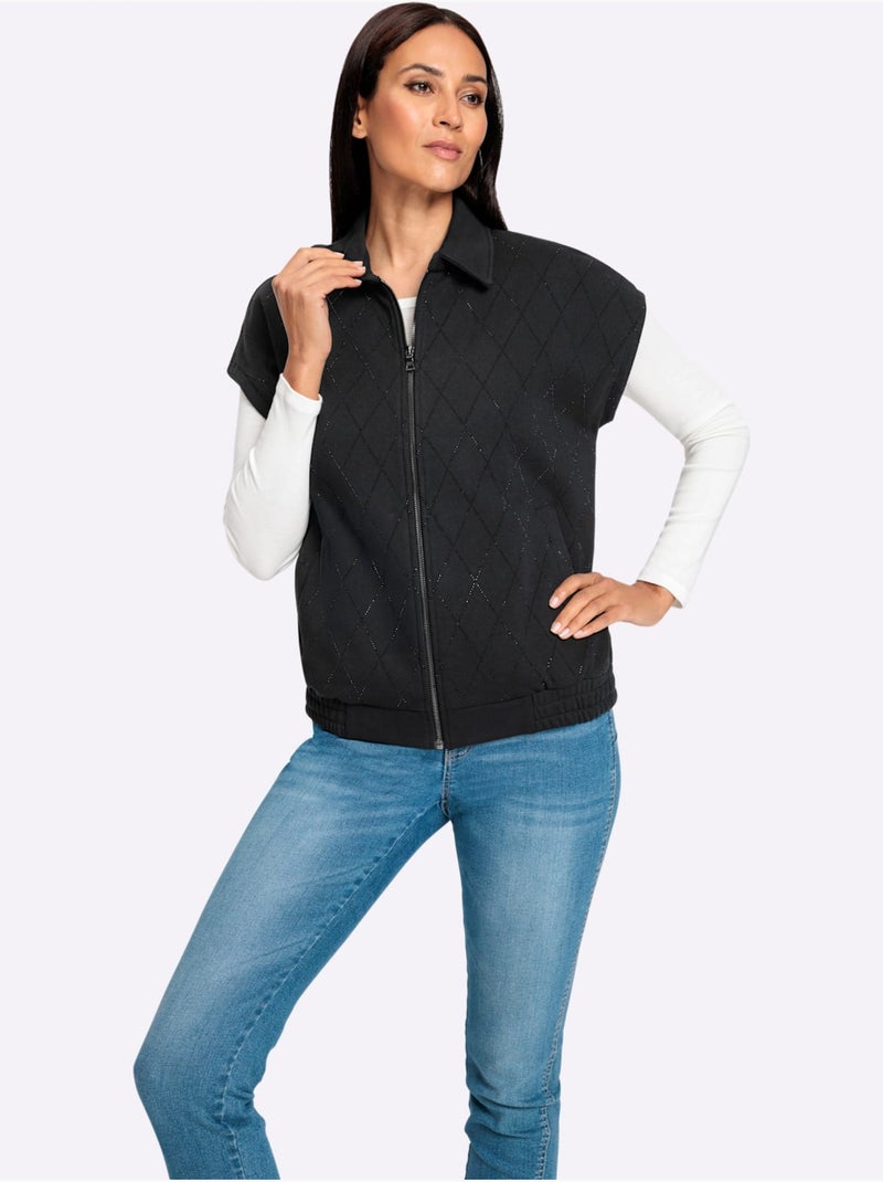 Gilet sweat motif losanges mode - taille standard - helline Noir - Kiabi