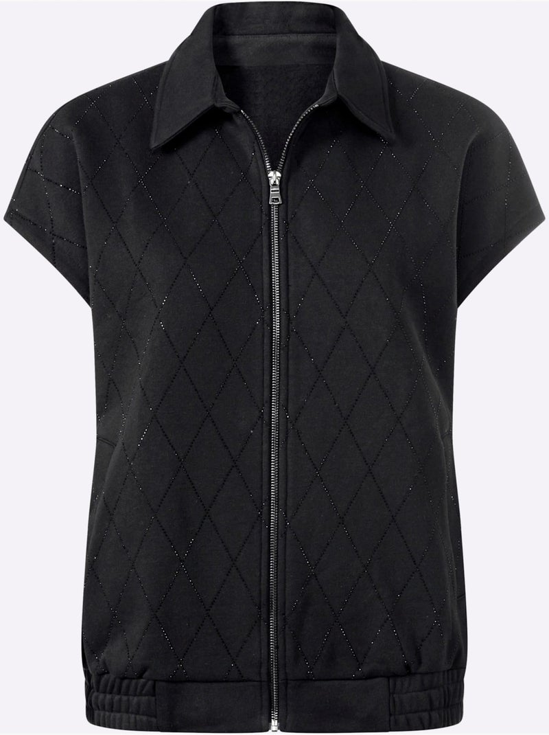 Gilet sweat motif losanges mode - taille standard - helline Noir - Kiabi